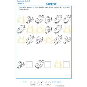 Imprimer l'Exercice 3 pour apprendre à compter maternelle niveau 3 