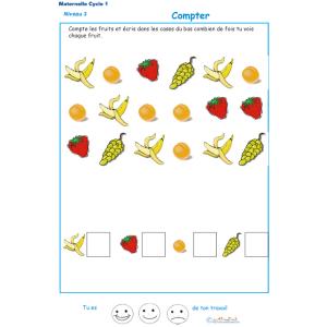 Imprimer l'Exercice 2 pour apprendre à compter maternelle niveau 3
