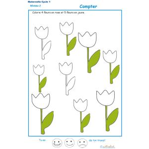 Exercice 2 pour colorier le nombre de fleurs indiqu&eacute; par la consigne