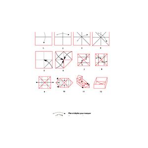 Croquis origami de la boîte carrée