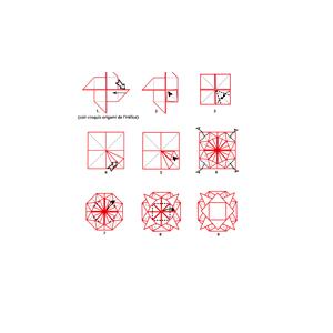 Croquis origami du cadre rosace
