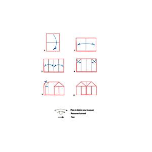 Croquis origami de la maison à colorier