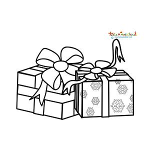 Coloriage de deux gros cadeaux de Noël