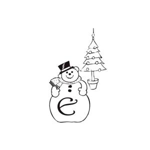 coloriage lettre e bonhomme de neige
