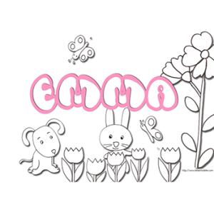 coloriage pr&eacute;nom Emma