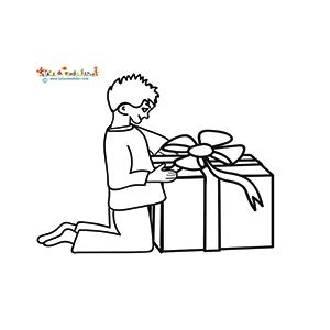 Le garçon et son cadeaux de Noël