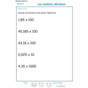 Multiplications avec des nombres décimaux exercice 10 CM1 - CM2