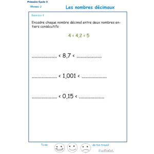 Nombres décimaux Exercice 4 CM1 - CM2 