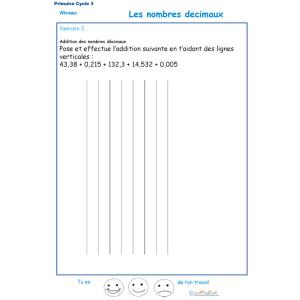 Poser une opération avec les décimaux CM1 - CM2 