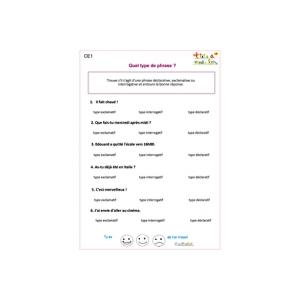 Exercice 1 de grammaire CE1 