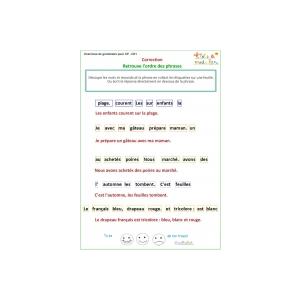 Exercice 1 de grammaire CP : correction