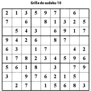 Sudoku de niveau 3 pour les enfants de primaire : grille 10 