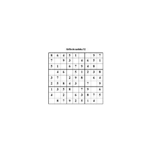 Imprimer la grille 12 de sudoku cycle 2 du primaire. Un sudoku pour les enfants.