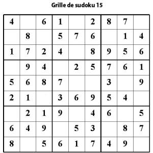 Grille de sudoku 15 pour enfants du primaire niveau 3