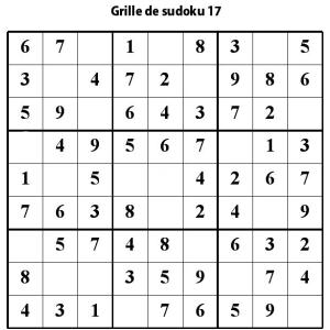 Grille de sudoku 17 pour enfants du primaire niveau 3