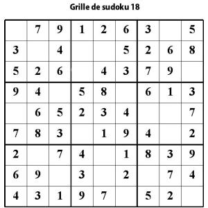 Grille de sudoku 18 pour enfants du primaire niveau 3