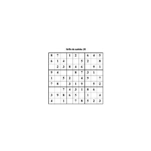 grille 20 de sudoku Primaire cycle 3