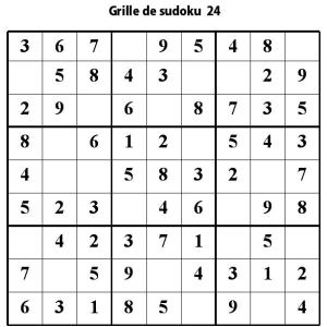 Grille de sudoku 24 pour enfants du primaire niveau 3