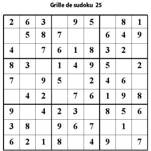 Grille de sudoku 25 pour enfants du primaire niveau 3