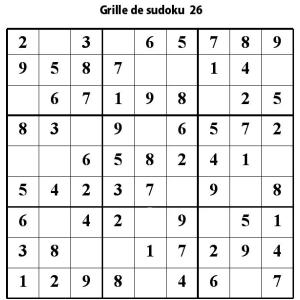 Grille de sudoku 26 pour enfants du primaire niveau 3