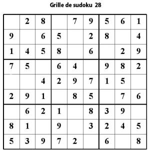 Grille de sudoku 28 pour enfants du primaire niveau 3