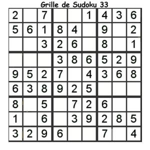 Grille de sudoku 33 pour enfants du primaire niveau 3