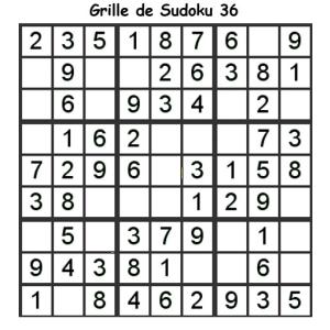 Grille de sudoku 36 pour enfants du primaire niveau 3
