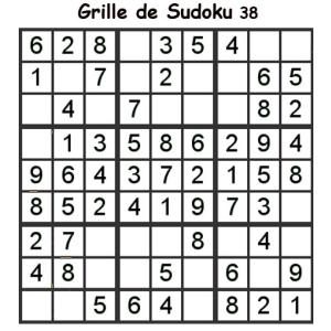 Grille de sudoku 38 pour enfants du primaire niveau 3