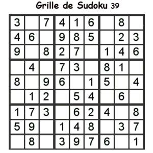 Grille de sudoku 39 pour enfants du primaire niveau 3