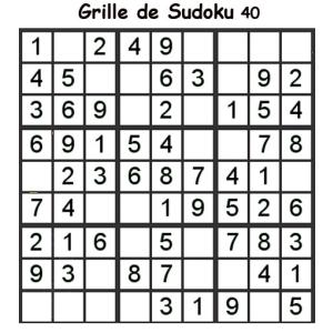 Grille de sudoku 40 pour enfants du primaire niveau 3