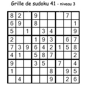 Grille de sudoku 41 pour enfants du primaire niveau 3