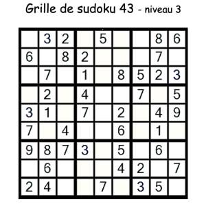 Grille de sudoku 43 pour enfants du primaire niveau 3