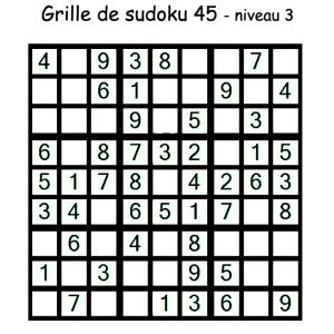 Grille de sudoku 45 pour enfants du primaire niveau 3