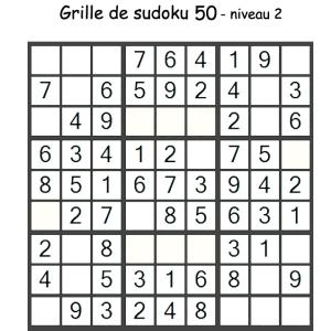 Grille de sudoku 50 pour enfants du primaire niveau 3