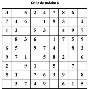 Sudoku de niveau 3 pour les enfants de primaire : grille 6