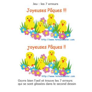 jeu des 7 erreurs sur Pâques