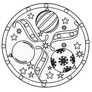 Mandala boules de noël à colorier