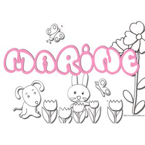 coloriage prénom Marine