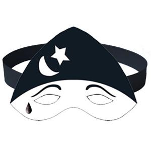 Masque de pierrot d'inspiration vénitienne et de la comedia del arte pour se déguiser ou pour le carnaval. La réalisation est facile et peut être fait par de jeunes enfants si toutes les parties sont 