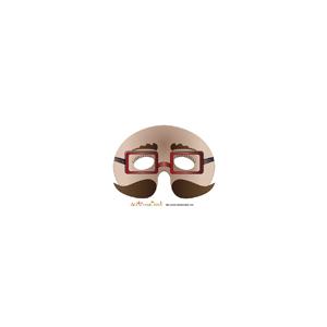 Masque de monsieur aux lunettes rouges et moustaches brunes