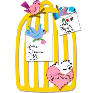 Mémo cage à oiseaux romantique