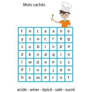 jeu de mots cachés sur le gout