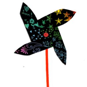 Moulin à vent en carte à gratter
