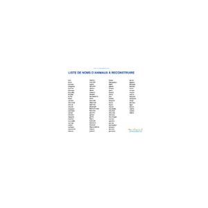 Liste nom animaux