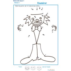 Exercice 4 de numération de 1 à 11 - le clown