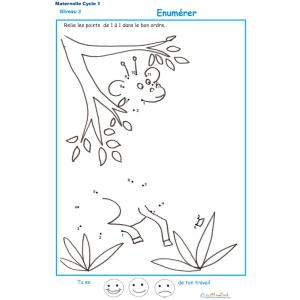 Exercice 6 de numération de 1 à 10 - dinosaure 1