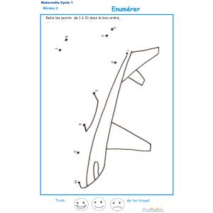 Dessin à points pour numérer les chiffres dans l'ordre de 1 à 10 exercice 1 