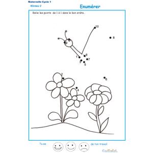 Dessin à; points pour numérer les chiffres dans l'ordre de 1 à 10 Exercice 3 