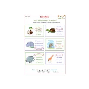 page de correction à imprimer pour l'exercice 1 d'orthographe pour le CE1