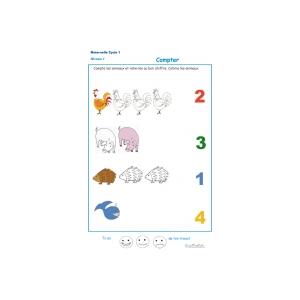 Imprimer l'Exercice 5 pour apprendre à compter maternelle niveau 1